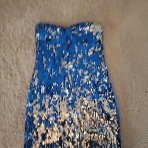 Strapless Blue Sequin Dress